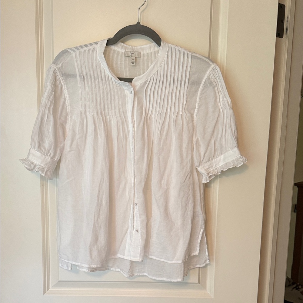 Joie White Pintuck Blouse